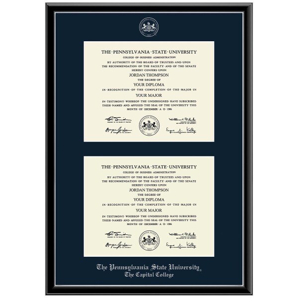 #102 The Capital College double diploma frame Onexa Silver (Black)